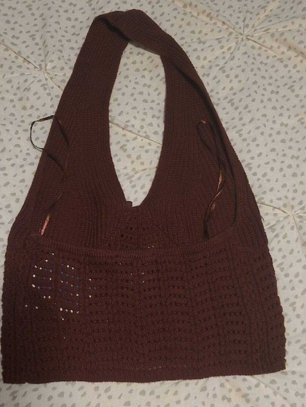 Sincerely Jules Brown Crochet Tie-Front Halter - Picture 3 of 3
